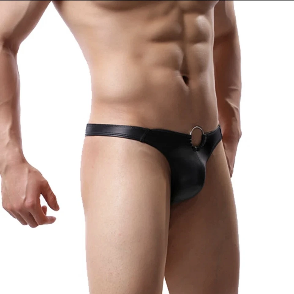 String Herren Unterwäsche Sexy Lackleder Optik Männer XS,S,M Erotik Tanga BDSM - Bild 3 von 4
