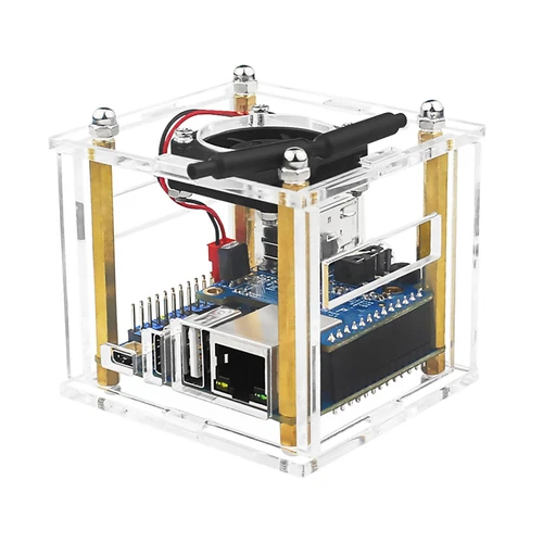 Acrylic Enclosure Clear Protective Shell Case Cooling Fan for Orange Pi Zero 3