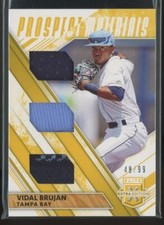 2019 Panini Elite Extra Edition Triple Prospect Materials Gold Vidal Brujan