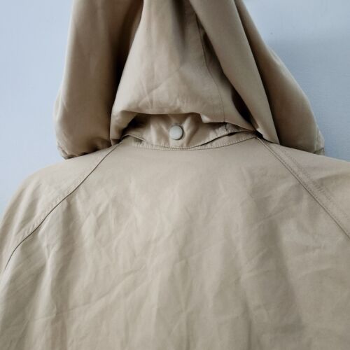 LL Bean Mesh Lined All Weather Hooded Maxi Trench Rain Coat Womens XL Khaki Tan - Picture 9 of 16