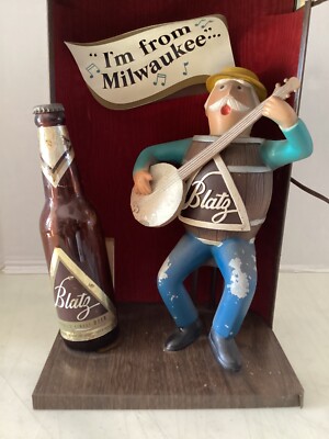 1950s blatz beer keg man banjo Back bar figure statue sign