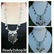 Gypsy Silver Coin Bohemian Necklace Coachella Boho Turkish Festival New
