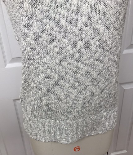 NWT CHICO’S LAUREL LUREX TANK SWEATER WHITE SILVER METALLIC SIZE1 OR S/M - Picture 5 of 12