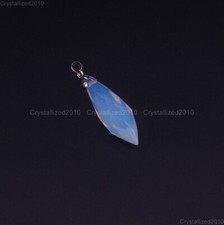 Natural Gemstone Faceted Drop Reiki Chakra Healing Pendant Beads Silver 11x35mm