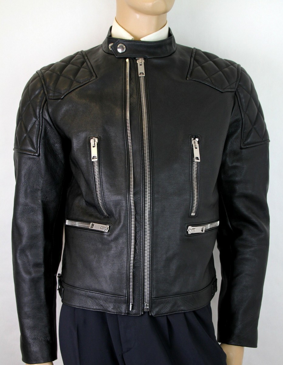 $2595 Men&#039;s London Leather Diamond Quilted Biker Jacket 4067591 |