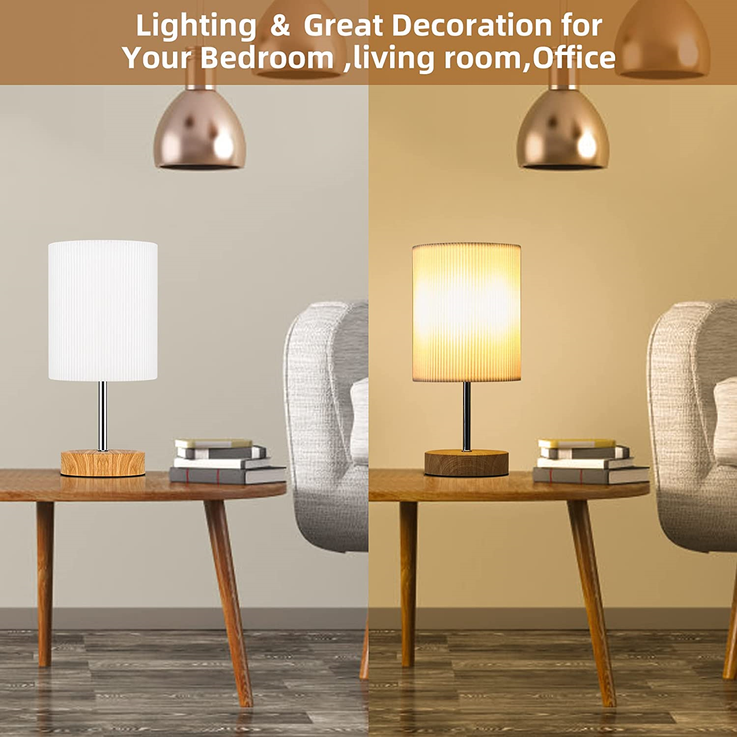 Touch Control Table Lamps Set of 2,3Way Dimmable Bedside Lamps