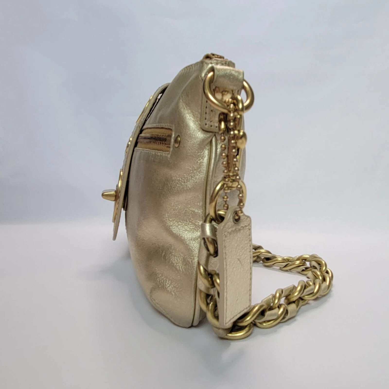 RARA pochette grande Coach F13756 pelle oro edizione limitata tracolla