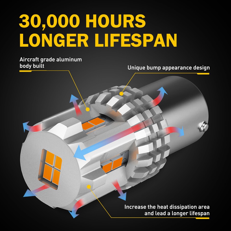 Light Bulbs & LEDs For Nissan Altima 1156 Amber 'Watermelon' LED Bulb For Glass Lens Lights - Single Wire Style (LD-1001), Made In Taiwan 1156 LED Bulb - Foto 3