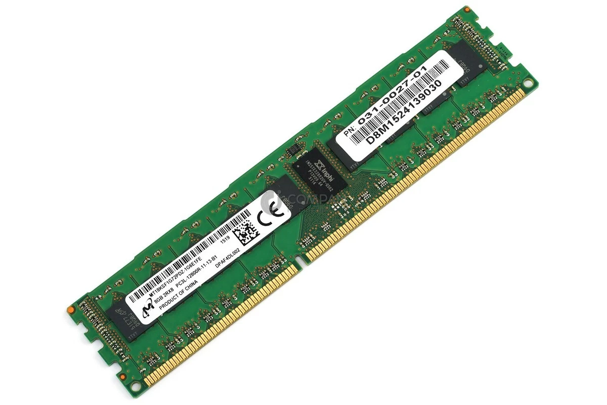 031 0027 01 EMC MEMORY 8GB 2RX8 PC3L 12800R DDR3 MT18KSF1G72PDZ