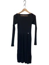 GUCCI/Pleated Long Sleeve Dress/M/Rayon/Black