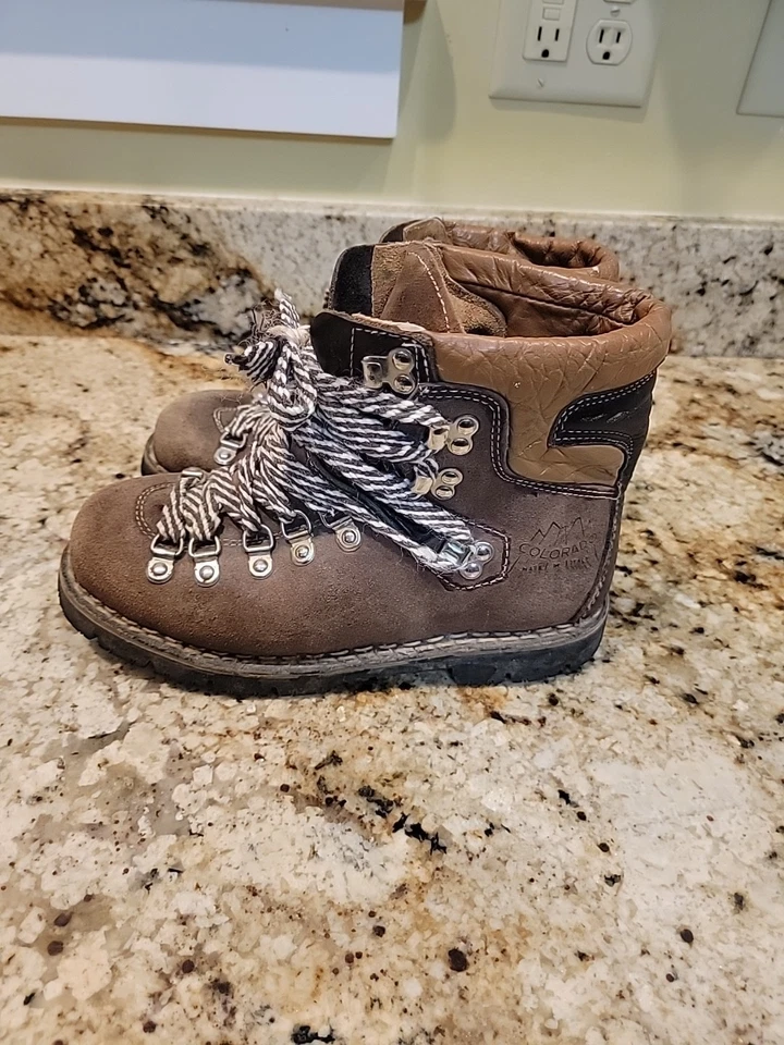 Botas de Senderismo Colorado De Colección Suelas Vibram Para Hombre 8.5D Gamuza Cuero Hechas en Italia Foto 3 de 4