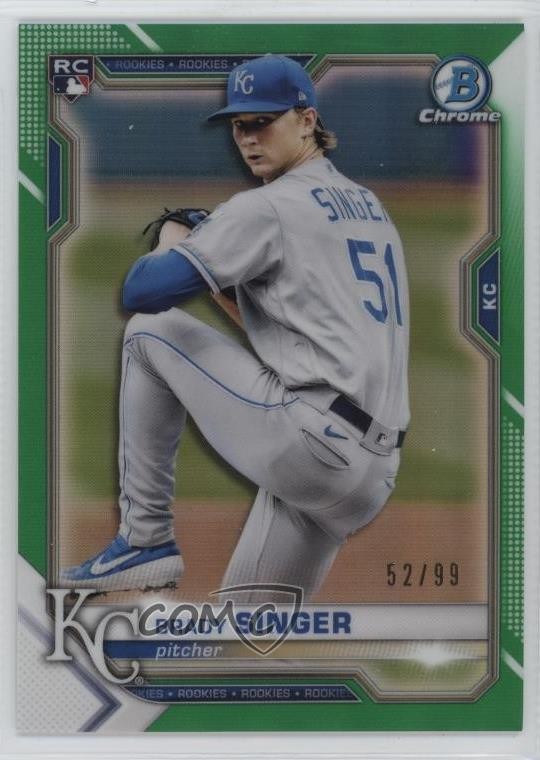 2021 Bowman Chrome Green Refractor 52/99 Brady Singer #43 0y5c
