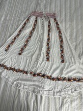 Large Altar'd State White With Colorful Embroidered Flowers Maxi Skirt