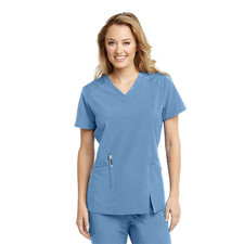 BARCO ONE WELLNESS WOMENS V-NECK SCRUB TOP IN CIEL BLUE ALL SIZES BWT012 NWT