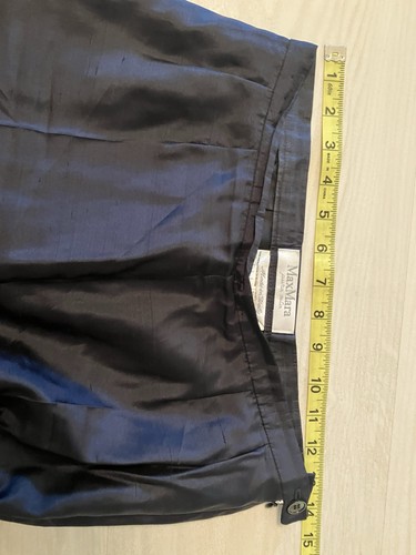 Max Mara Pure Raw Silk Navy Blue Straigh Leg Pants High Waisted Size 36/6 Dressy - Picture 11 of 14