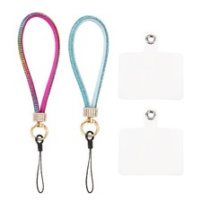 2 Pcs Phone Lanyard, Detachable Wrist Strap Glitters, Blue/Multicolor