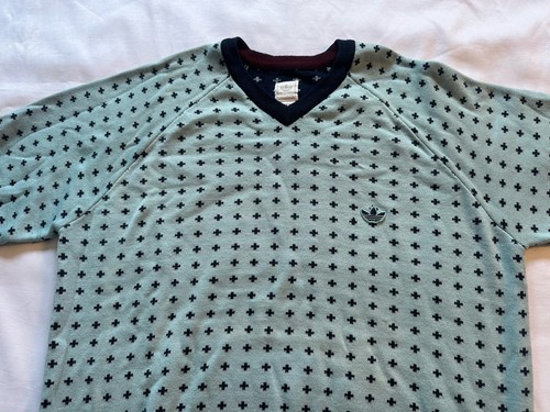 Adidas V Neck Sweater Cardigan Preppy Size XL - Picture 2 of 9