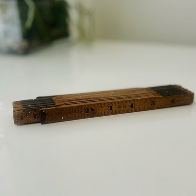 Vintage Master Rule Wooden 72  Folding Ruler Made in USA With 6  Slide