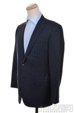 HICKEY FREEMAN Gold Label Blue Striped Wool Jacket Pants SUIT - BESPOKE 42 R