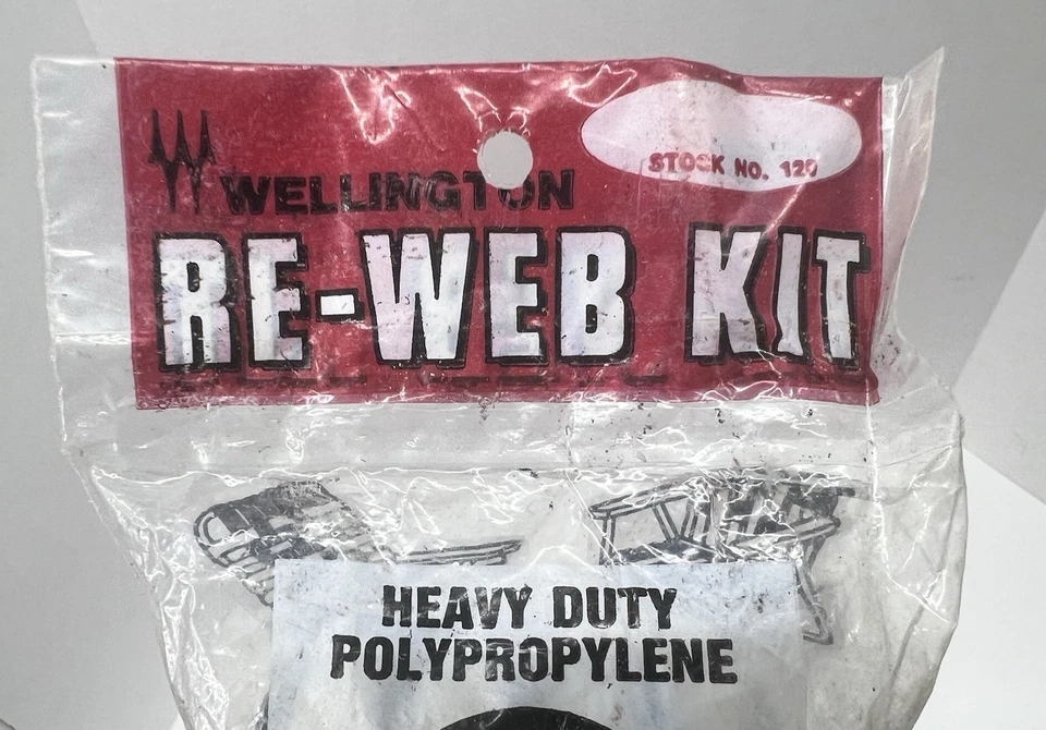 Nuevo de Lote Antiguo Wellington Re-Web Kit Para Sillas de Césped Blanco Azul Lote De 4 17’ea 72’ Foto 4 de 4