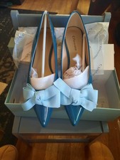 C.Paravano Women's Flats Pointed Toe, Slingback, Blue, Size 37 EU 