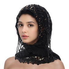 One Piece Hijab Lace Instant Headscarf Muslim Women Turban Tassels Niqab Islamic