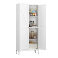 65" H Metal Storage Cabinet with Doors and Shelves, Kitchen Food Pantry Cabinet