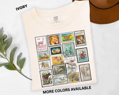 Wildlife Stamp Animal Postage Comfort Tee Shirt Nature Lover Gift Top
