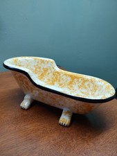 Jabonera con soporte de esponja amarilla de cerámica vintage decorada para bañera artículos de tocador