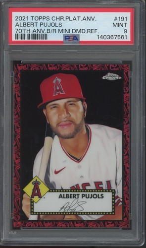 2021 Topps Chrome Platinum Mini Diamond Refractor Albert Pujols /5 PSA 9
