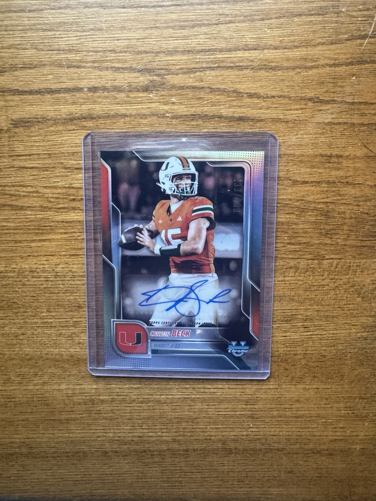2025 Bowman Chrome U Carson Beck #BCA-CBE Refractor Auto /299 Prospect Auto