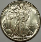 1943-P 50C Walking Liberty Half Dollar AU Book Value $70 - Golden Toning