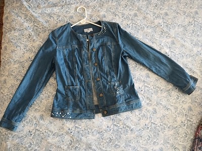 Peter Hahn Jeans Jacket With Pearl Embroidery Size 8 (38/40)