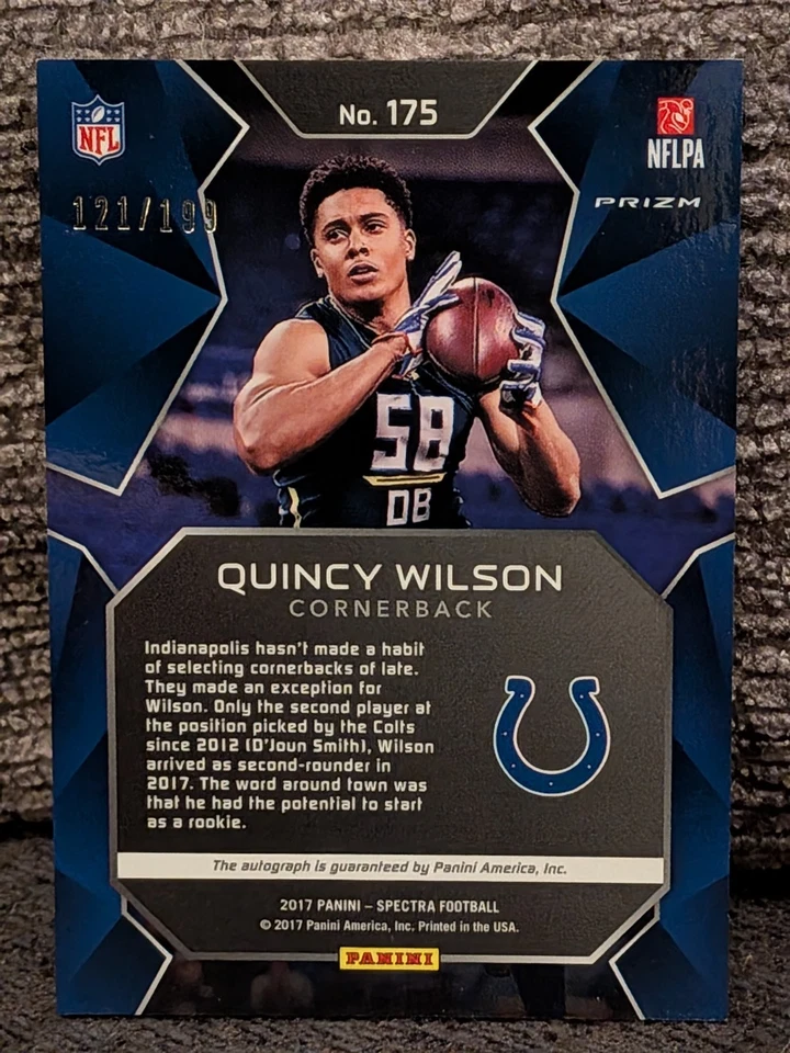 Quincy Wilson - 2017 Panini Spectra #175 Rookie Auto /199 RC Indianapolis Colts - Image 2 of 2