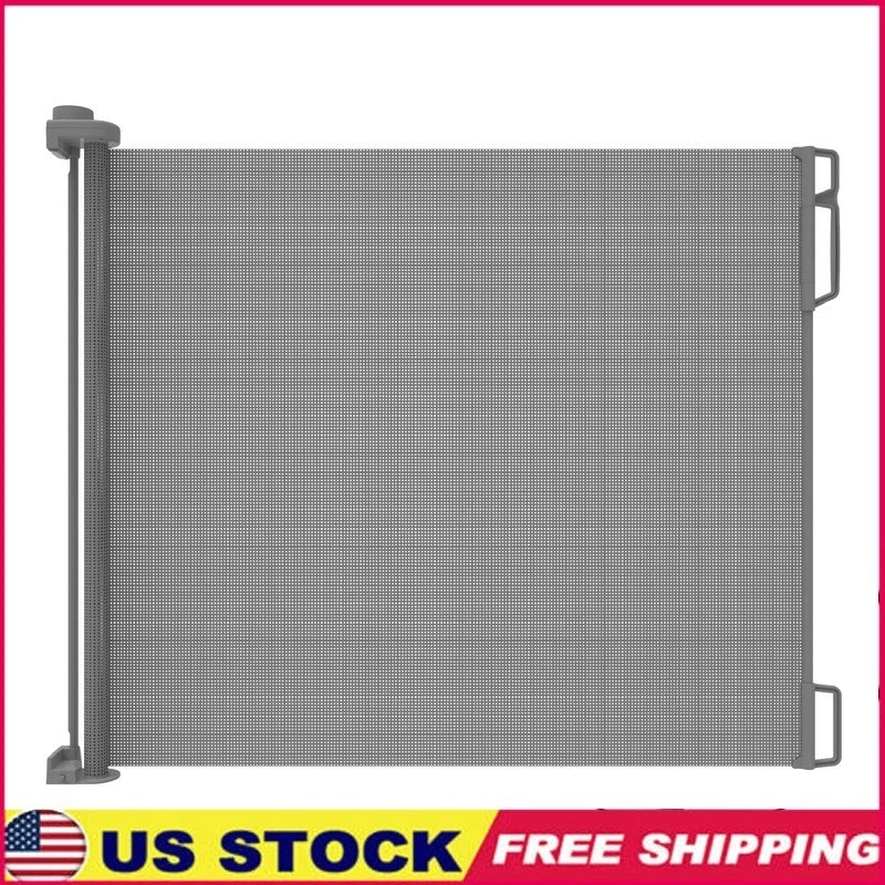 Retractable Baby Gate Infants & Pets Safety Indoor Outdoor Use 55in Wide
