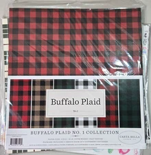 Carta Bella 12" x 12" Buffalo Plaid No. 1 Collection - 12 Sheets 80LB Weight NEW