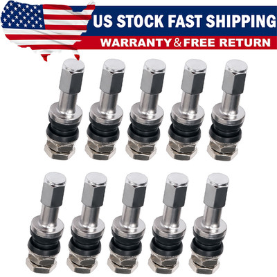10pc Stainless Steel Wheel Tire Valve Stems Hight Pressure Bolt in w/ Caps  