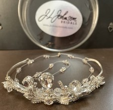J L Johnson Formal Bridal Tiara Set 15  Necklace 7  Bracelet Rhinestones EUC