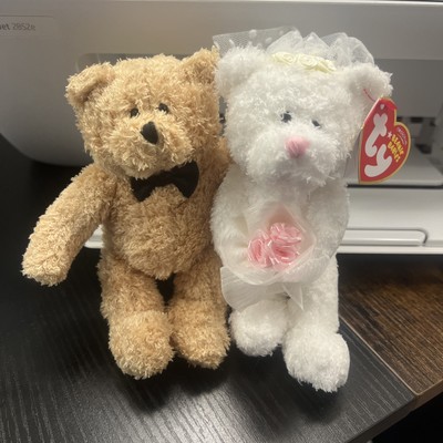 TY Beanie Baby - BLISSFUL the Wedding Bears  7.5''...NEW