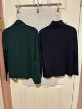 lands end turtleneck medium womans Green And Navy