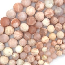 Natural Matte Sunstone Round Beads Gemstone 15" Strand 6mm 8mm 10mm
