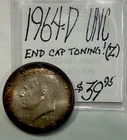 1964-D Kennedy Silver Half Dollar Coin UNC! End Cap Toning! ENN Coins