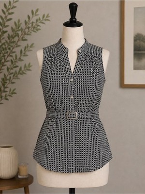 Vintage Express Design Studio Black & white Blouse Size Medium