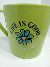 LIFE IS GOOD MUG. HAVE A NICE NAISY COFFEE MUG.LIFE IS GOOD FLORAL DECO MUG.B381