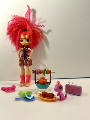 Cave Club Doll Emberly with BBQ, Pet dinosaur and accessories