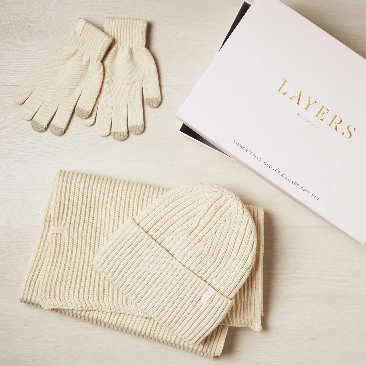 Widdop & Co. Women's Hat, Gloves and Scarf Gift Set - 'Layers' Design by Sophia in Ivory - Stylish Fashion Accesssories - Image 2