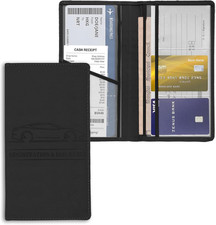 Leather Premium Car Registration  Insurance Card Holder, Vehicle Glove Box Wall
