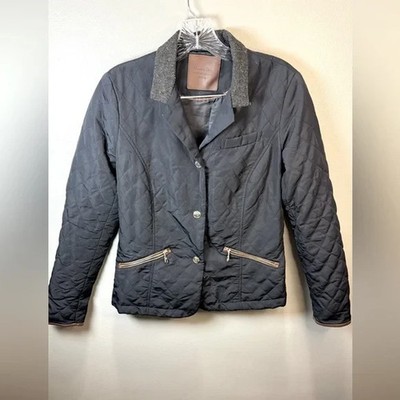 Massimo Dutti Quilted Jacket Navy Women s Size Small