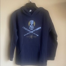 Seam Headed Navy Blue Graphic Hoodie baseball logo boys youth large