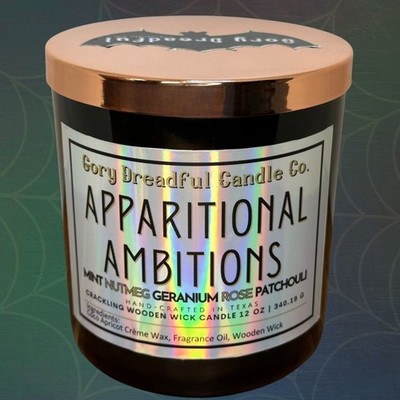 Apparitional Ambitions Crackling Wood Wick Candle: Mint/Nutmeg/Floral/Patchouli